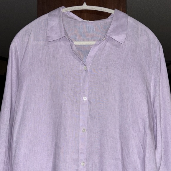 XL 100% Linen Lavender Tunic button up long sleeve J JILL love linen Fall - Picture 2 of 6